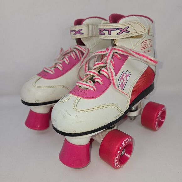 Pacer Girls' Roller Skates ZTX SR Series Pink White Leather Youth Size 3 VG - Picture 1 of 16